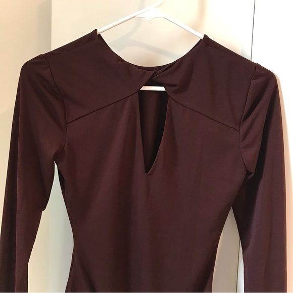 MARCIANO Dark Mauve Color Deep V Cut Body Suit - Picture 2 of 16